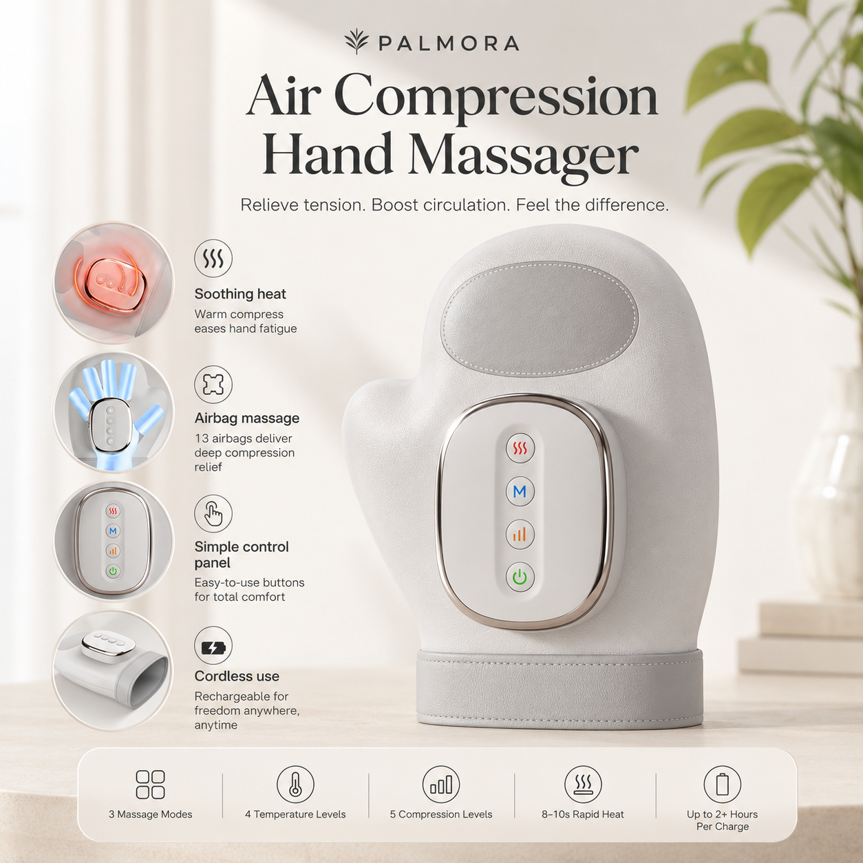 Air Compression Hand Massager features